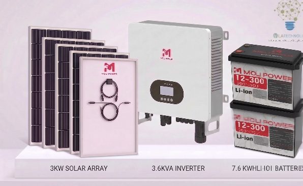 OLAK Advanced Package — 3.6kVA inverter, 7.6kWh lithium battery, 3kW solar array