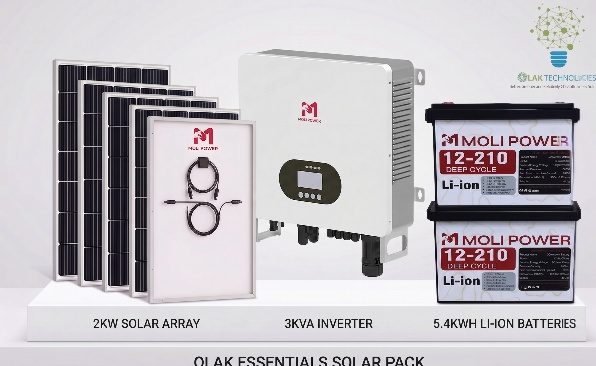 OLAK Essentials Package — 3kVA inverter, 5.4kWh lithium battery, 2kW solar array