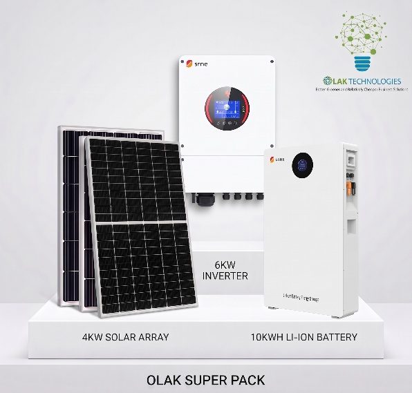 OLAK Super Package — 6kVA inverter, 10kWh lithium battery, 4kW solar array